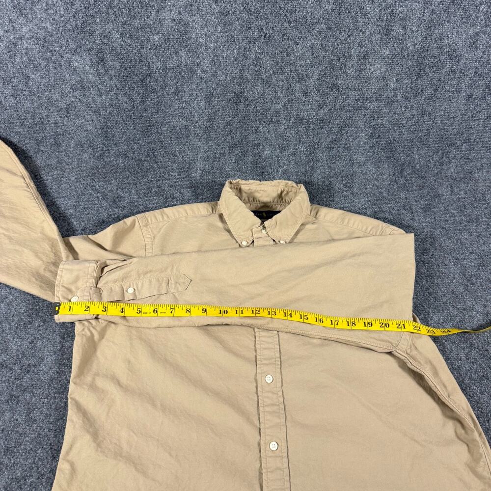 Ralph Lauren Oxford LS Shirt Mens L Tan Khaki Classic Fit Cotton Button Down - Picture 10 of 13